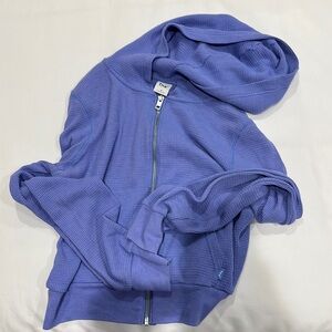 TNA cropped waffle zip up purple size medium